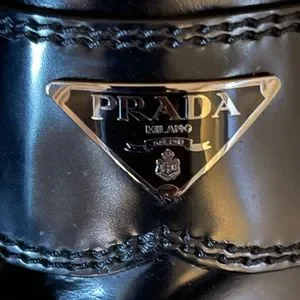 PRADA Men’s Logo Plaque Chunky Sole Loafers BLACK US SHOE SIZE 9.5 PRADA Leather Logo Loafer Chocolate Dress Shoes - 2DB195  main image 3